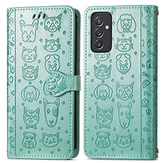 Leather Case Stands Fashionable Pattern Flip Cover Holder S03D for Samsung Galaxy A24 4G Green