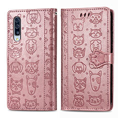 Leather Case Stands Fashionable Pattern Flip Cover Holder S03D for Samsung Galaxy A30S Pink