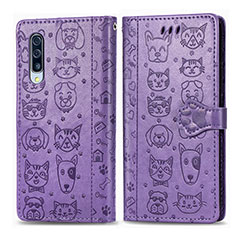 Leather Case Stands Fashionable Pattern Flip Cover Holder S03D for Samsung Galaxy A30S Purple