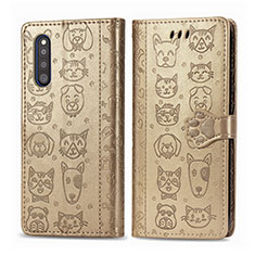 Leather Case Stands Fashionable Pattern Flip Cover Holder S03D for Samsung Galaxy A41 SC-41A Gold