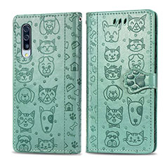 Leather Case Stands Fashionable Pattern Flip Cover Holder S03D for Samsung Galaxy A70S Green