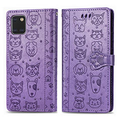 Leather Case Stands Fashionable Pattern Flip Cover Holder S03D for Samsung Galaxy A81 Purple