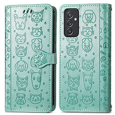 Leather Case Stands Fashionable Pattern Flip Cover Holder S03D for Samsung Galaxy A82 5G Green