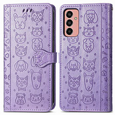 Leather Case Stands Fashionable Pattern Flip Cover Holder S03D for Samsung Galaxy F13 4G Purple