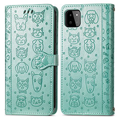 Leather Case Stands Fashionable Pattern Flip Cover Holder S03D for Samsung Galaxy F42 5G Green