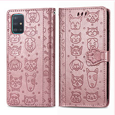 Leather Case Stands Fashionable Pattern Flip Cover Holder S03D for Samsung Galaxy M40S Pink