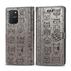 Leather Case Stands Fashionable Pattern Flip Cover Holder S03D for Samsung Galaxy S10 Lite Gray