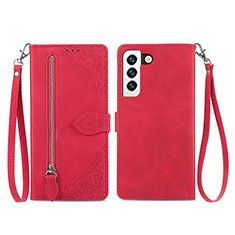 Leather Case Stands Fashionable Pattern Flip Cover Holder S03D for Samsung Galaxy S22 Plus 5G Red