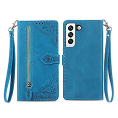 Leather Case Stands Fashionable Pattern Flip Cover Holder S03D for Samsung Galaxy S24 5G Blue