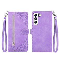 Leather Case Stands Fashionable Pattern Flip Cover Holder S03D for Samsung Galaxy S24 5G Purple