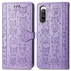 Leather Case Stands Fashionable Pattern Flip Cover Holder S03D for Sony Xperia 10 IV SOG07 Purple