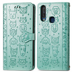 Leather Case Stands Fashionable Pattern Flip Cover Holder S03D for Vivo Y11 Green