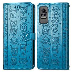 Leather Case Stands Fashionable Pattern Flip Cover Holder S03D for Xiaomi Civi 5G Blue