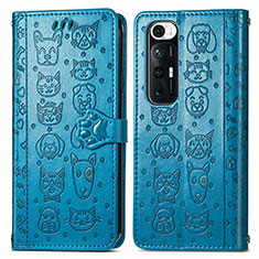 Leather Case Stands Fashionable Pattern Flip Cover Holder S03D for Xiaomi Mi 10S 5G Blue