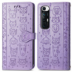 Leather Case Stands Fashionable Pattern Flip Cover Holder S03D for Xiaomi Mi 10S 5G Purple