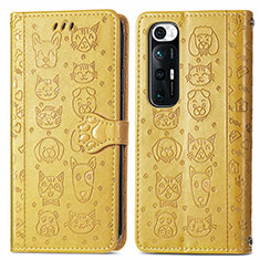 Leather Case Stands Fashionable Pattern Flip Cover Holder S03D for Xiaomi Mi 10S 5G Yellow