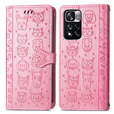 Leather Case Stands Fashionable Pattern Flip Cover Holder S03D for Xiaomi Mi 11i 5G (2022) Pink