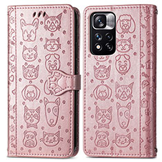 Leather Case Stands Fashionable Pattern Flip Cover Holder S03D for Xiaomi Mi 11i 5G (2022) Rose Gold