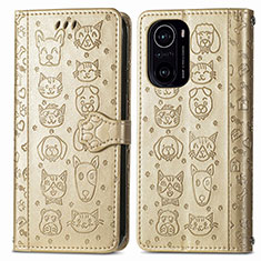 Leather Case Stands Fashionable Pattern Flip Cover Holder S03D for Xiaomi Mi 11i 5G Gold