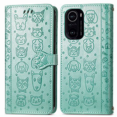 Leather Case Stands Fashionable Pattern Flip Cover Holder S03D for Xiaomi Mi 11i 5G Green