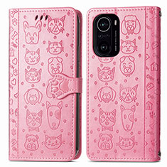 Leather Case Stands Fashionable Pattern Flip Cover Holder S03D for Xiaomi Mi 11i 5G Pink