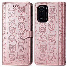 Leather Case Stands Fashionable Pattern Flip Cover Holder S03D for Xiaomi Mi 11i 5G Rose Gold