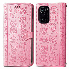 Leather Case Stands Fashionable Pattern Flip Cover Holder S03D for Xiaomi Mi 11X 5G Pink