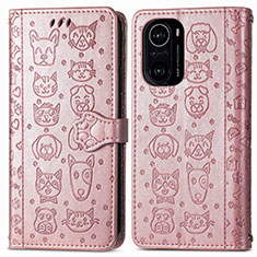 Leather Case Stands Fashionable Pattern Flip Cover Holder S03D for Xiaomi Mi 11X 5G Rose Gold