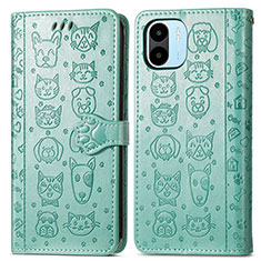 Leather Case Stands Fashionable Pattern Flip Cover Holder S03D for Xiaomi Poco C50 Green