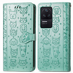 Leather Case Stands Fashionable Pattern Flip Cover Holder S03D for Xiaomi Poco F4 5G Green