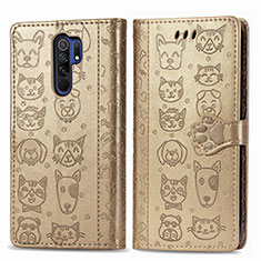 Leather Case Stands Fashionable Pattern Flip Cover Holder S03D for Xiaomi Poco M2 Gold