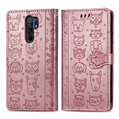 Leather Case Stands Fashionable Pattern Flip Cover Holder S03D for Xiaomi Poco M2 Rose Gold