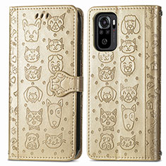 Leather Case Stands Fashionable Pattern Flip Cover Holder S03D for Xiaomi Poco M5S Gold