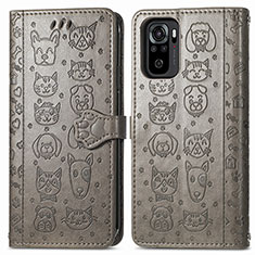 Leather Case Stands Fashionable Pattern Flip Cover Holder S03D for Xiaomi Poco M5S Gray