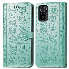 Leather Case Stands Fashionable Pattern Flip Cover Holder S03D for Xiaomi Poco M5S Green