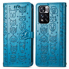 Leather Case Stands Fashionable Pattern Flip Cover Holder S03D for Xiaomi Poco X4 NFC Blue