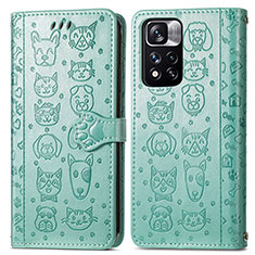 Leather Case Stands Fashionable Pattern Flip Cover Holder S03D for Xiaomi Poco X4 NFC Green