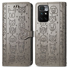 Leather Case Stands Fashionable Pattern Flip Cover Holder S03D for Xiaomi Redmi 10 (2022) Gray