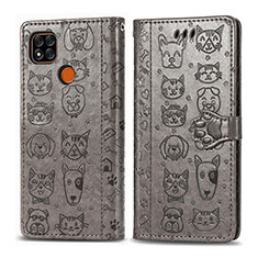 Leather Case Stands Fashionable Pattern Flip Cover Holder S03D for Xiaomi Redmi 10A 4G Gray