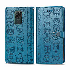 Leather Case Stands Fashionable Pattern Flip Cover Holder S03D for Xiaomi Redmi 10X 4G Blue