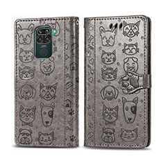 Leather Case Stands Fashionable Pattern Flip Cover Holder S03D for Xiaomi Redmi 10X 4G Gray