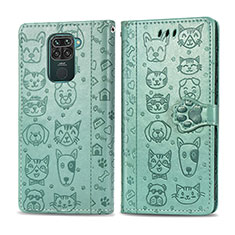 Leather Case Stands Fashionable Pattern Flip Cover Holder S03D for Xiaomi Redmi 10X 4G Green