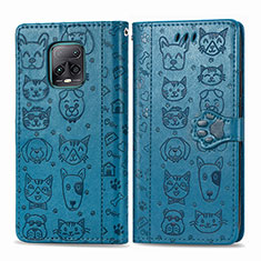 Leather Case Stands Fashionable Pattern Flip Cover Holder S03D for Xiaomi Redmi 10X Pro 5G Blue