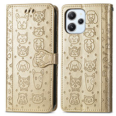 Leather Case Stands Fashionable Pattern Flip Cover Holder S03D for Xiaomi Redmi 12 4G Gold