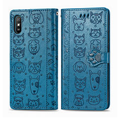 Leather Case Stands Fashionable Pattern Flip Cover Holder S03D for Xiaomi Redmi 9i Blue