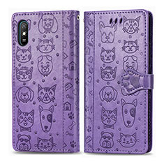 Leather Case Stands Fashionable Pattern Flip Cover Holder S03D for Xiaomi Redmi 9i Purple