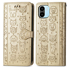 Leather Case Stands Fashionable Pattern Flip Cover Holder S03D for Xiaomi Redmi A2 Plus Gold