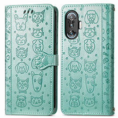 Leather Case Stands Fashionable Pattern Flip Cover Holder S03D for Xiaomi Redmi K40 Gaming 5G Green