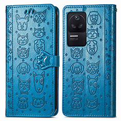 Leather Case Stands Fashionable Pattern Flip Cover Holder S03D for Xiaomi Redmi K40S 5G Blue