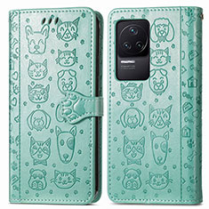 Leather Case Stands Fashionable Pattern Flip Cover Holder S03D for Xiaomi Redmi K50 5G Green